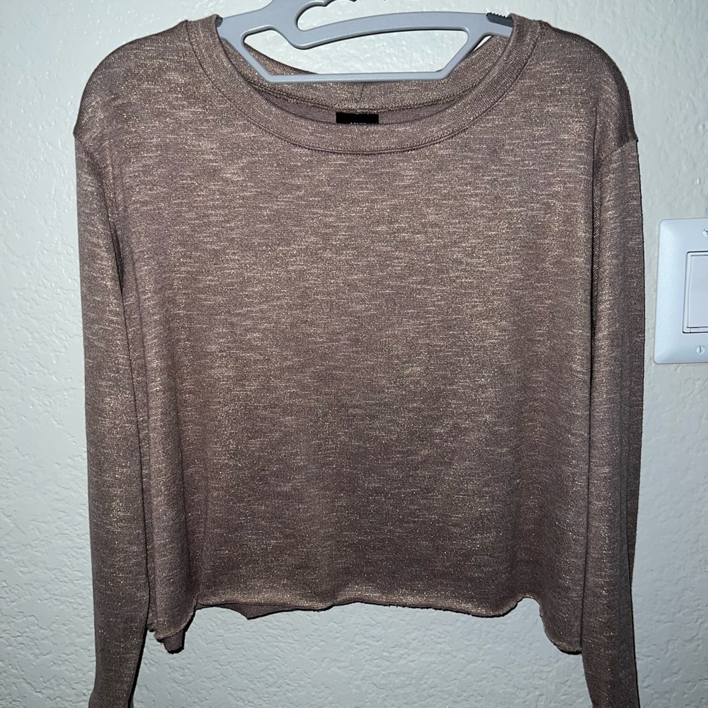 Agnes & Dora Metallic Cropped Long Sleeve